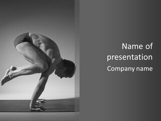 A Man Doing A Yoga Pose In A Black And White Photo PowerPoint Template