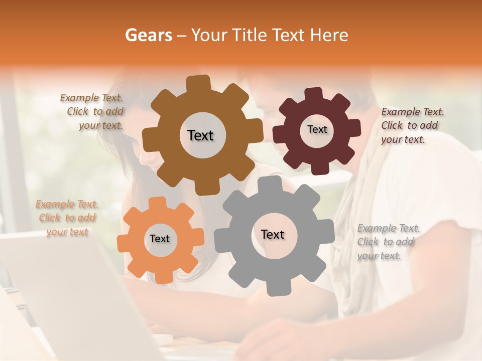 A Man And A Woman Are Looking At A Laptop PowerPoint Template