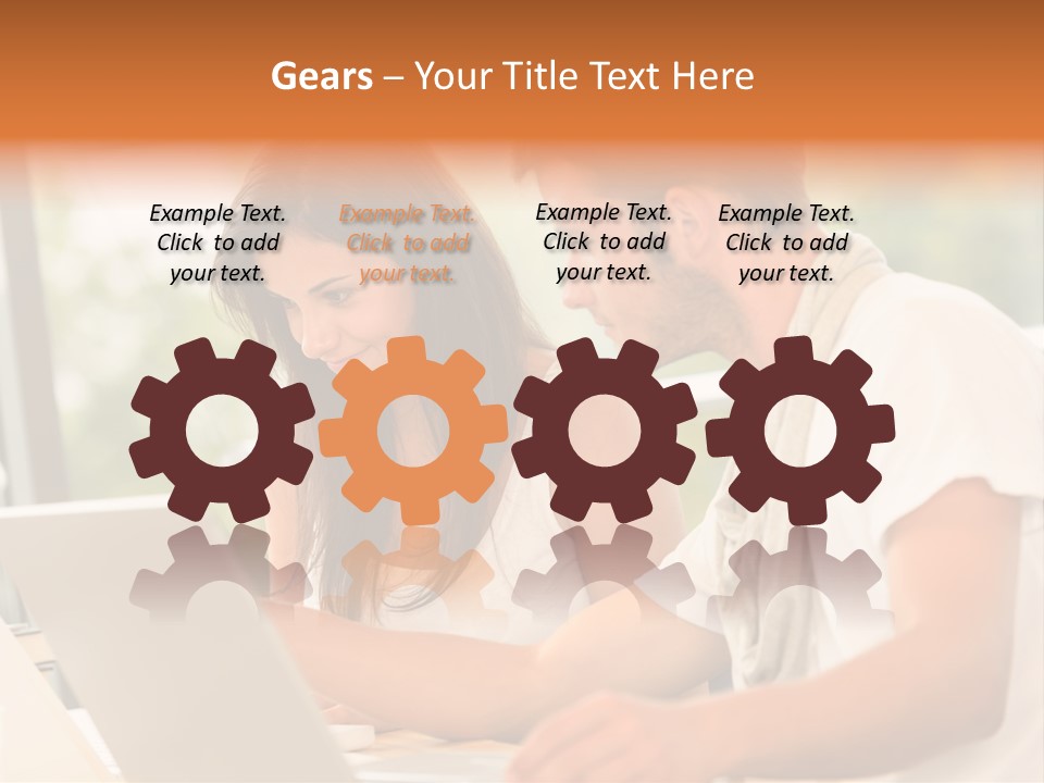 A Man And A Woman Are Looking At A Laptop PowerPoint Template