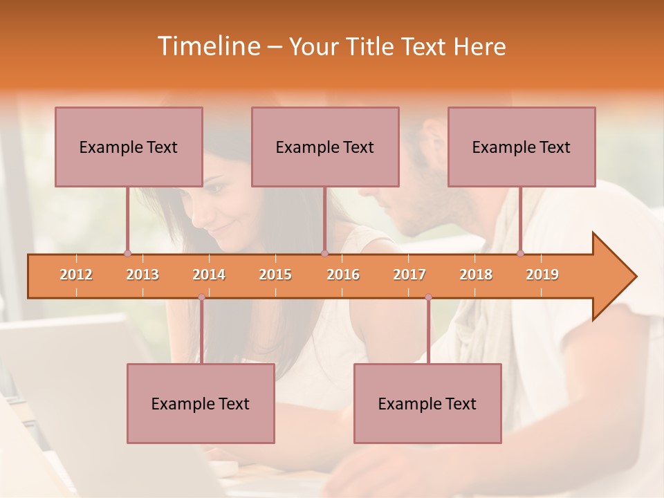A Man And A Woman Are Looking At A Laptop PowerPoint Template