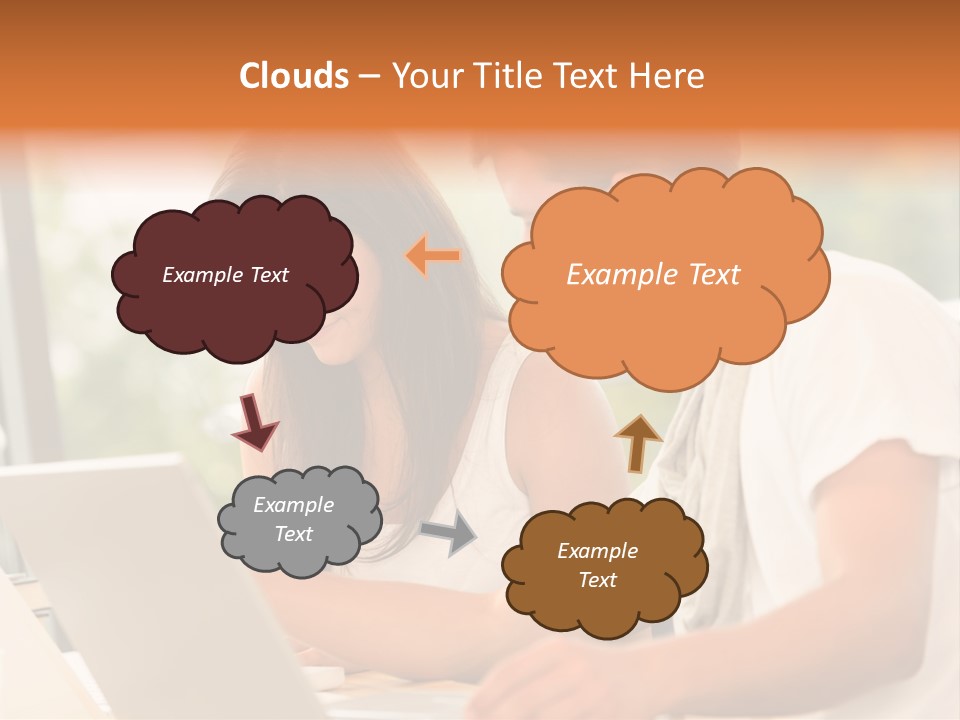A Man And A Woman Are Looking At A Laptop PowerPoint Template