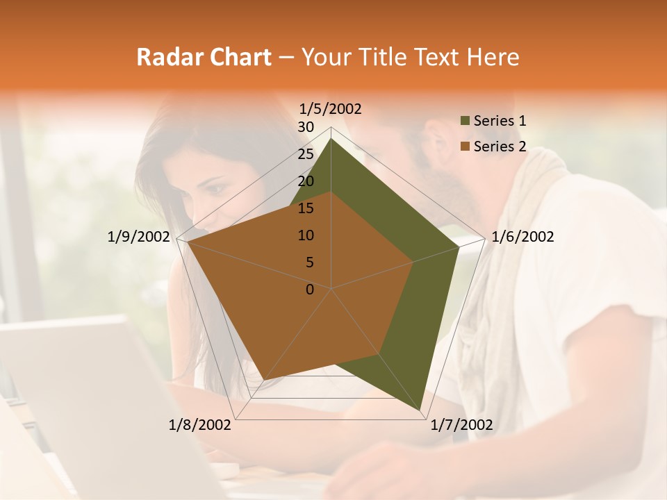A Man And A Woman Are Looking At A Laptop PowerPoint Template