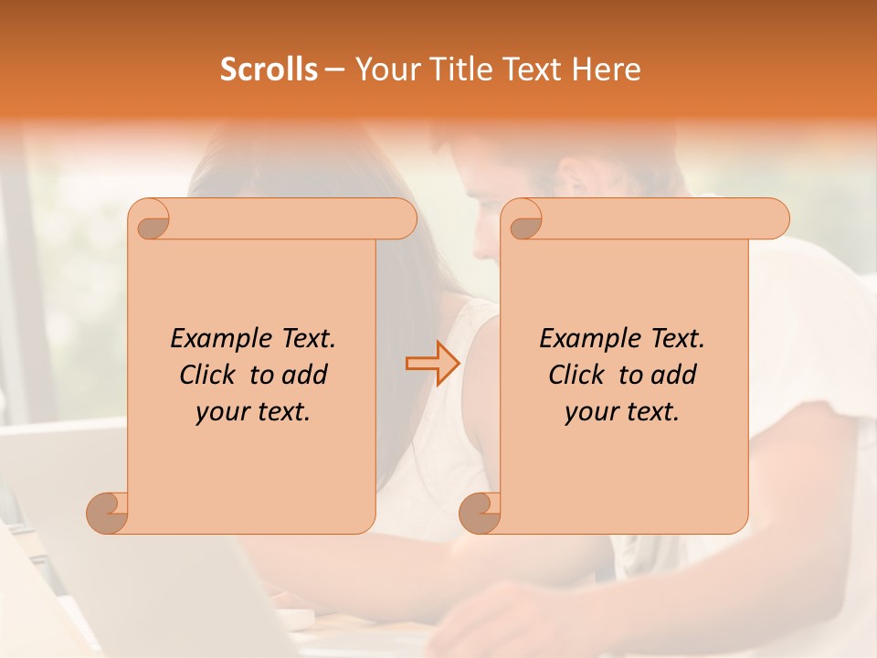A Man And A Woman Are Looking At A Laptop PowerPoint Template