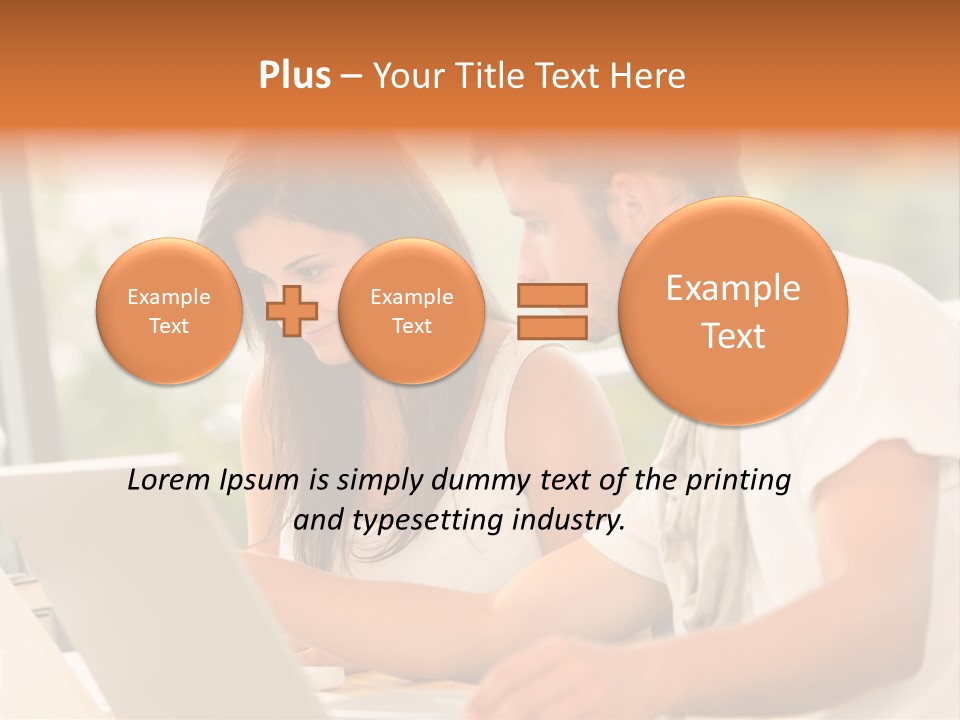A Man And A Woman Are Looking At A Laptop PowerPoint Template