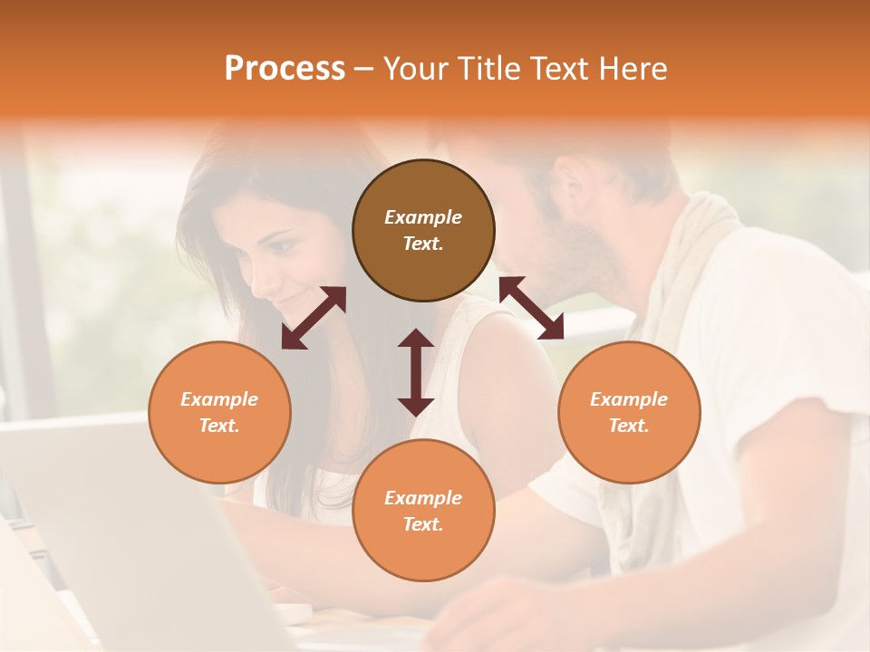 A Man And A Woman Are Looking At A Laptop PowerPoint Template