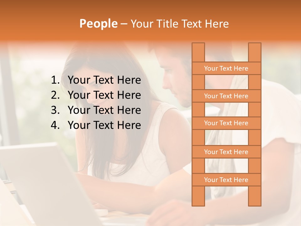 A Man And A Woman Are Looking At A Laptop PowerPoint Template