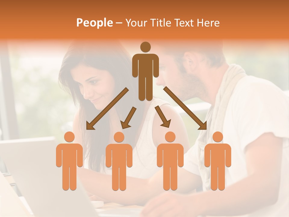 A Man And A Woman Are Looking At A Laptop PowerPoint Template