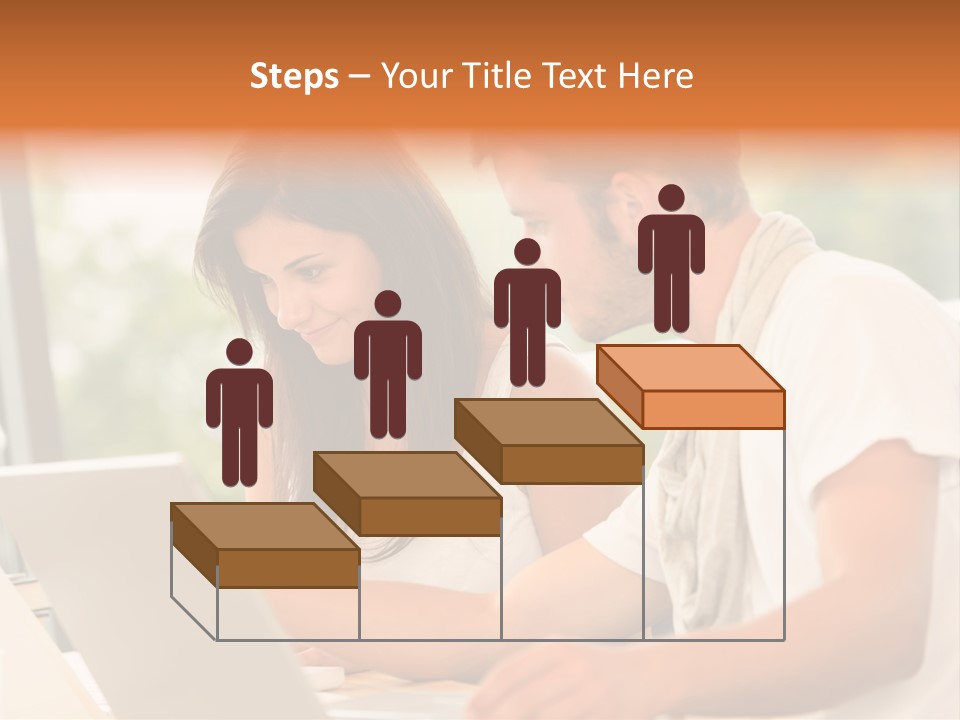 A Man And A Woman Are Looking At A Laptop PowerPoint Template