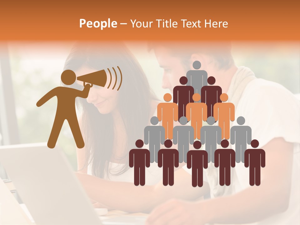 A Man And A Woman Are Looking At A Laptop PowerPoint Template