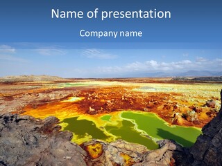 A Colorful Landscape With Rocks And A Blue Sky In The Background PowerPoint Template