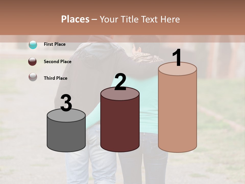 A Man And Woman Walking Down A Road With A Brick Building In The Background PowerPoint Template