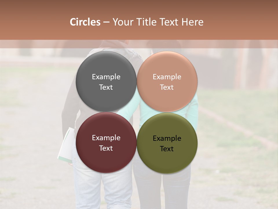 A Man And Woman Walking Down A Road With A Brick Building In The Background PowerPoint Template