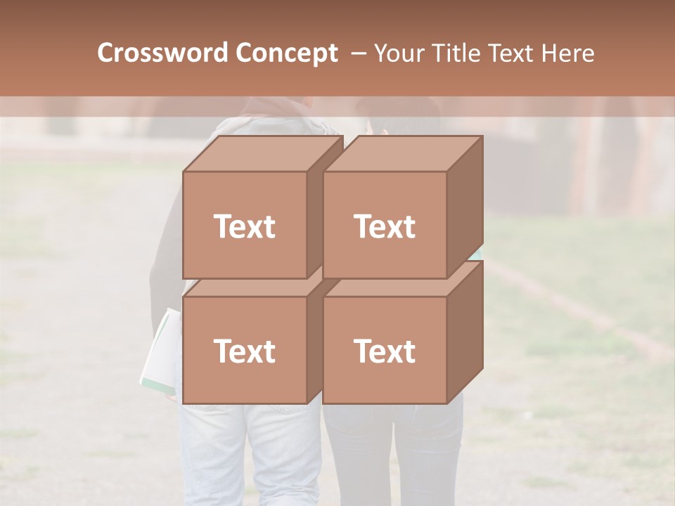 A Man And Woman Walking Down A Road With A Brick Building In The Background PowerPoint Template