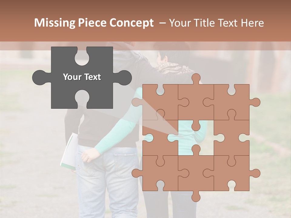 A Man And Woman Walking Down A Road With A Brick Building In The Background PowerPoint Template