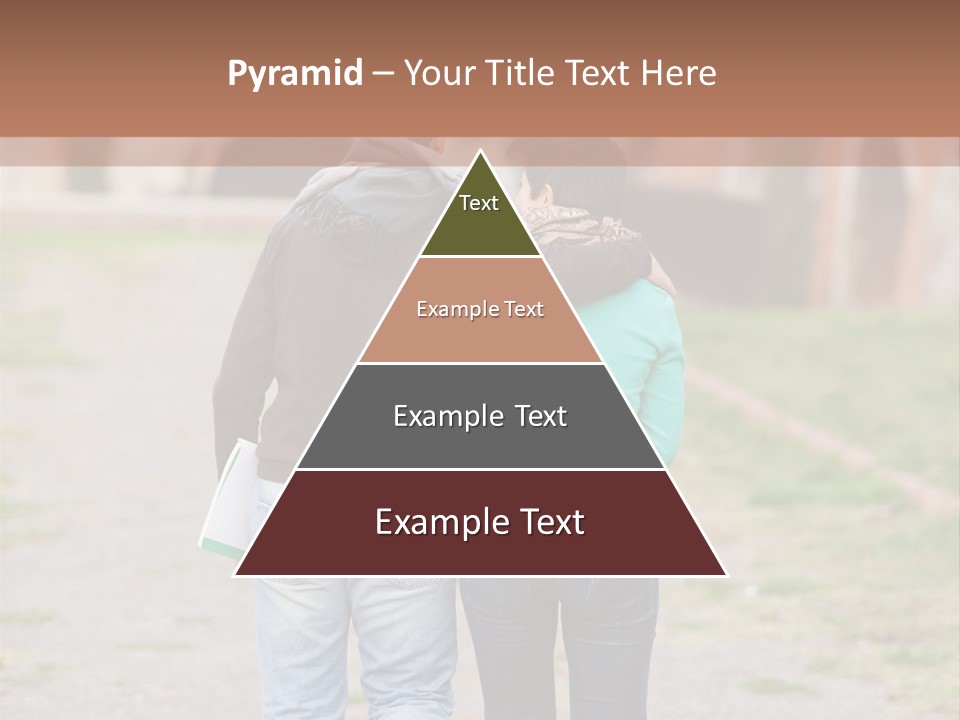 A Man And Woman Walking Down A Road With A Brick Building In The Background PowerPoint Template