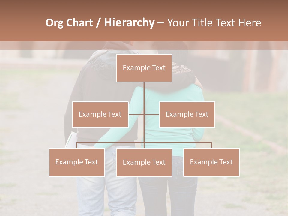 A Man And Woman Walking Down A Road With A Brick Building In The Background PowerPoint Template
