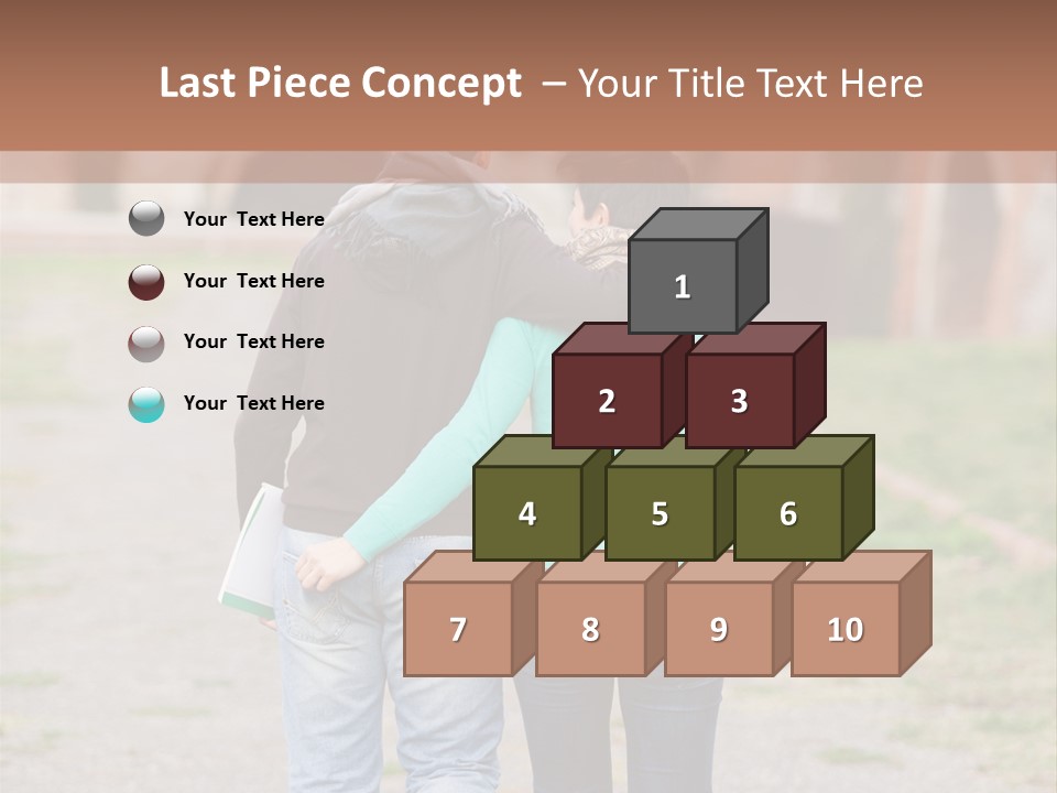 A Man And Woman Walking Down A Road With A Brick Building In The Background PowerPoint Template