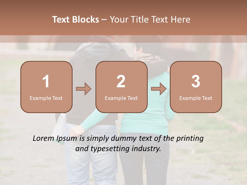 A Man And Woman Walking Down A Road With A Brick Building In The Background PowerPoint Template