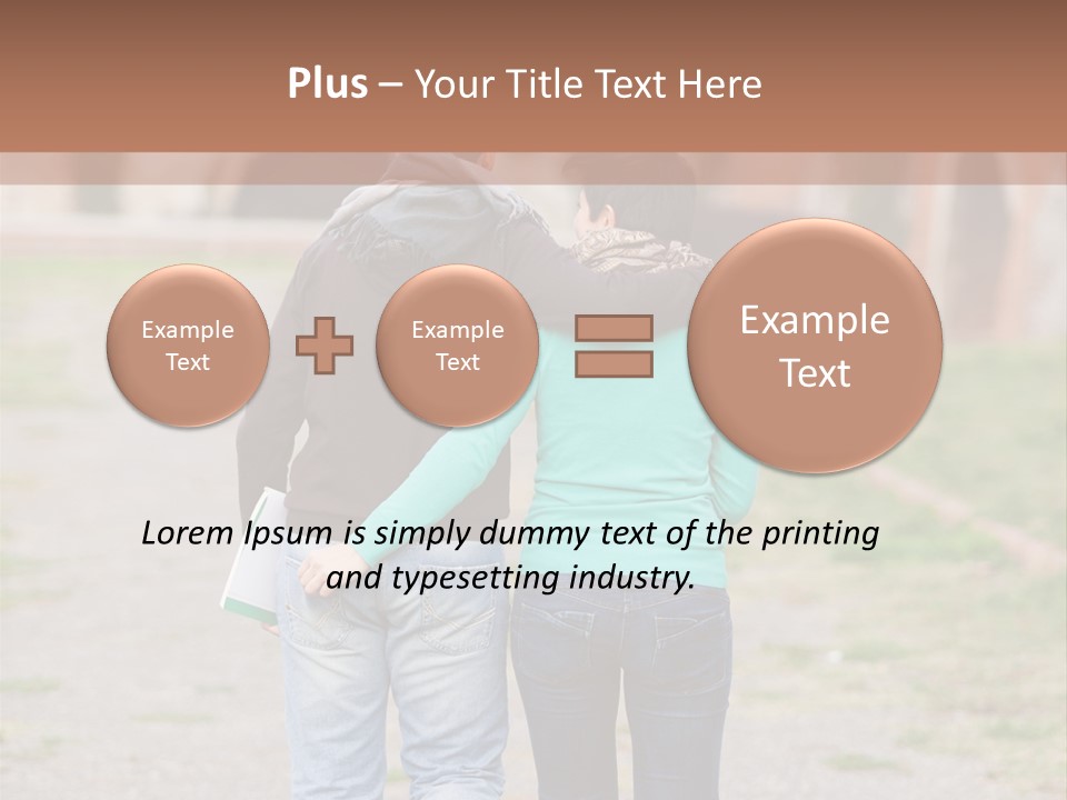 A Man And Woman Walking Down A Road With A Brick Building In The Background PowerPoint Template