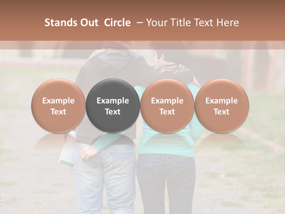 A Man And Woman Walking Down A Road With A Brick Building In The Background PowerPoint Template