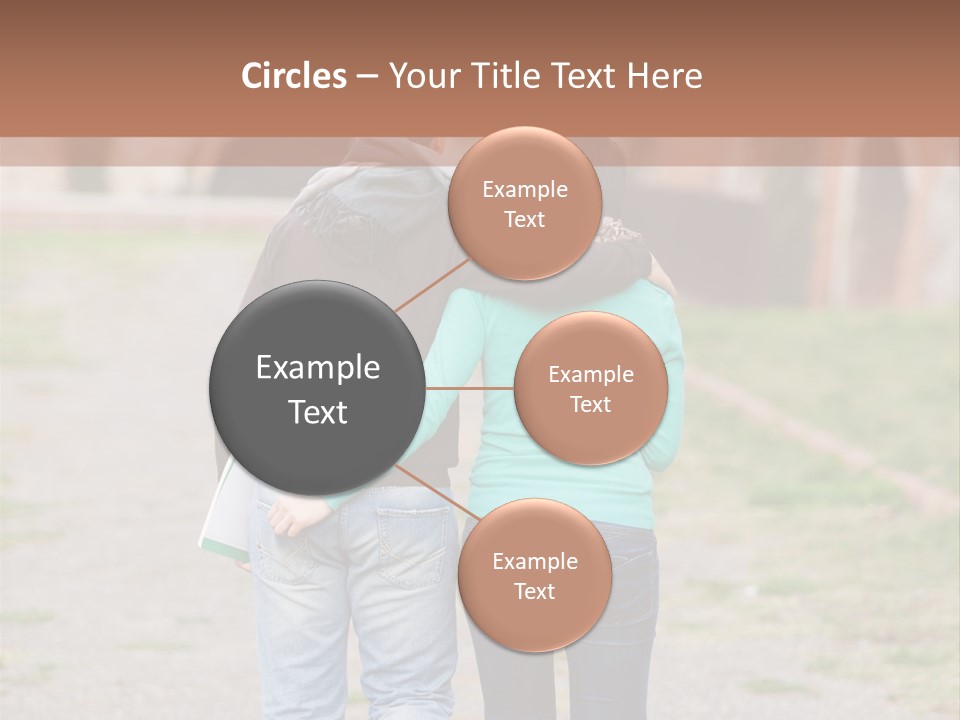 A Man And Woman Walking Down A Road With A Brick Building In The Background PowerPoint Template