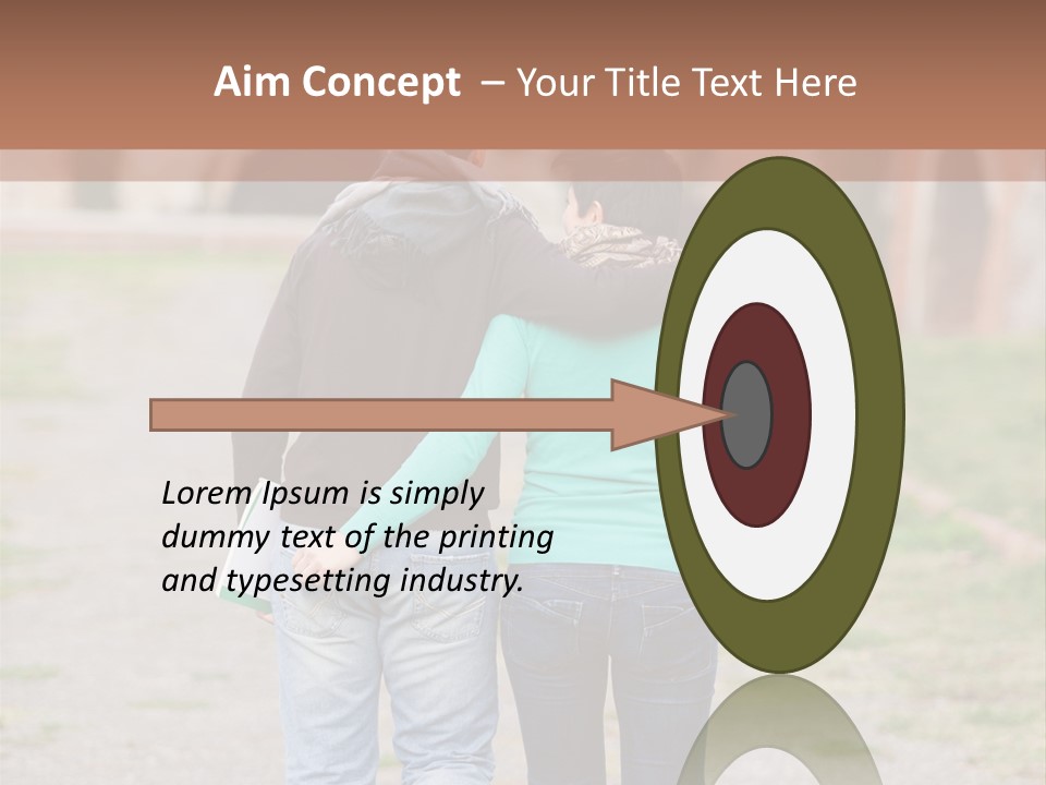 A Man And Woman Walking Down A Road With A Brick Building In The Background PowerPoint Template