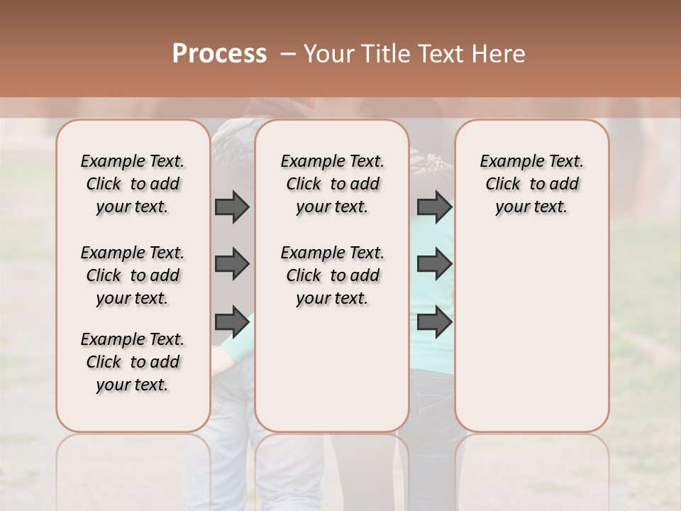 A Man And Woman Walking Down A Road With A Brick Building In The Background PowerPoint Template