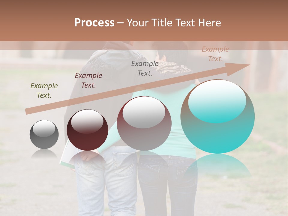 A Man And Woman Walking Down A Road With A Brick Building In The Background PowerPoint Template