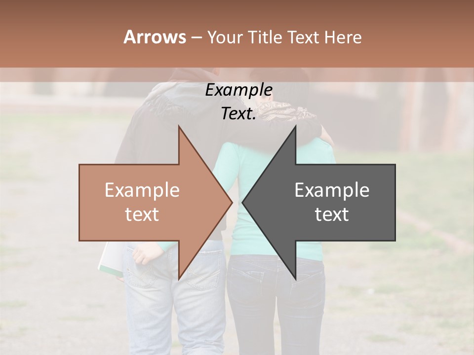 A Man And Woman Walking Down A Road With A Brick Building In The Background PowerPoint Template