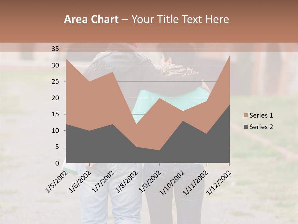 A Man And Woman Walking Down A Road With A Brick Building In The Background PowerPoint Template