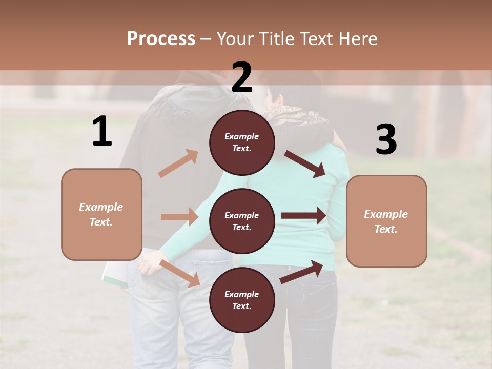 A Man And Woman Walking Down A Road With A Brick Building In The Background PowerPoint Template