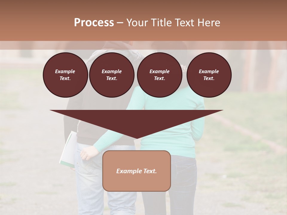 A Man And Woman Walking Down A Road With A Brick Building In The Background PowerPoint Template