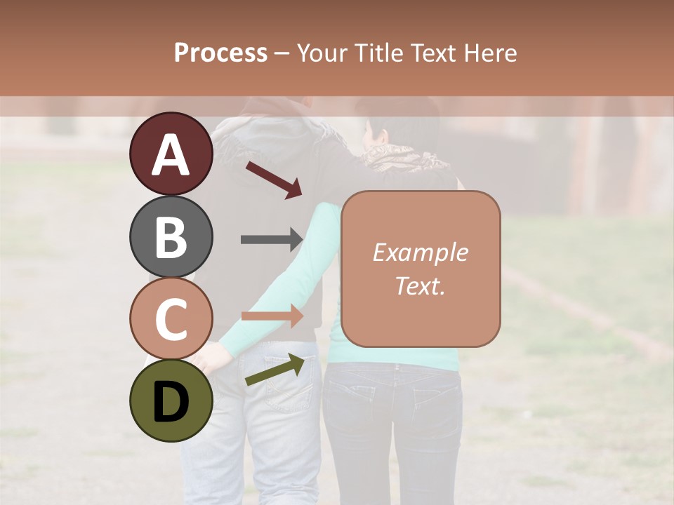 A Man And Woman Walking Down A Road With A Brick Building In The Background PowerPoint Template