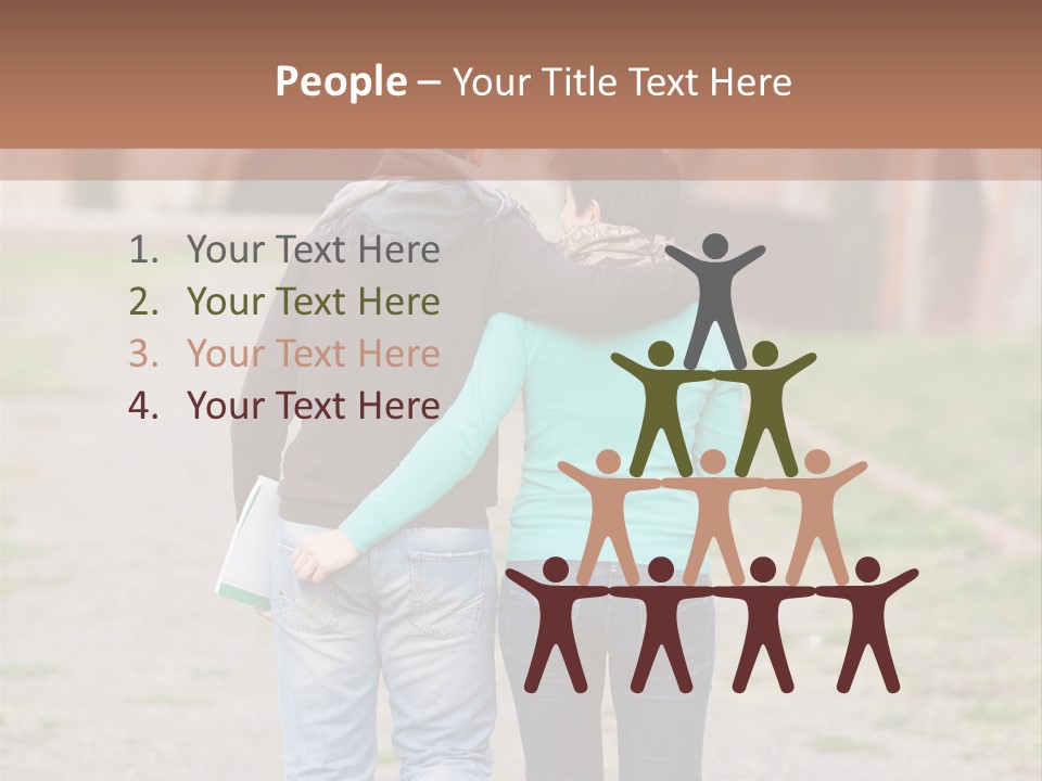 A Man And Woman Walking Down A Road With A Brick Building In The Background PowerPoint Template