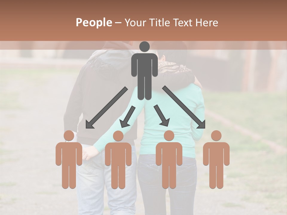 A Man And Woman Walking Down A Road With A Brick Building In The Background PowerPoint Template