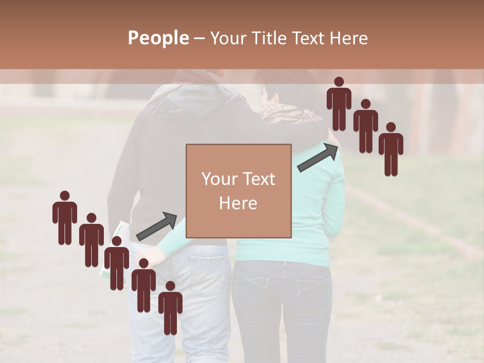 A Man And Woman Walking Down A Road With A Brick Building In The Background PowerPoint Template