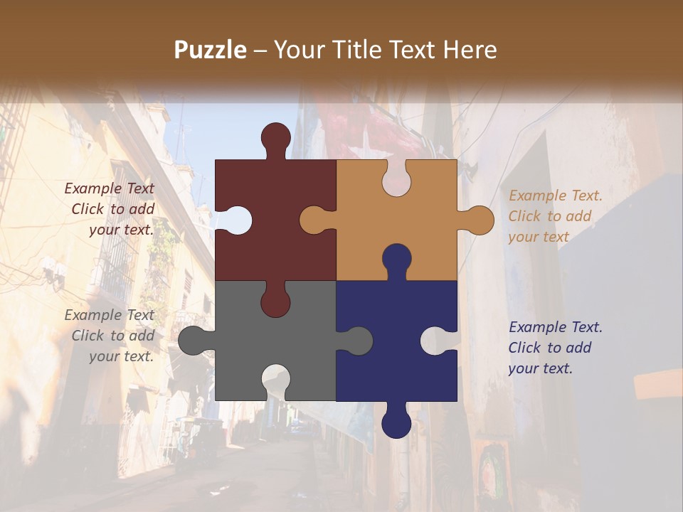 A Flag Hanging From A Building On A Street PowerPoint Template