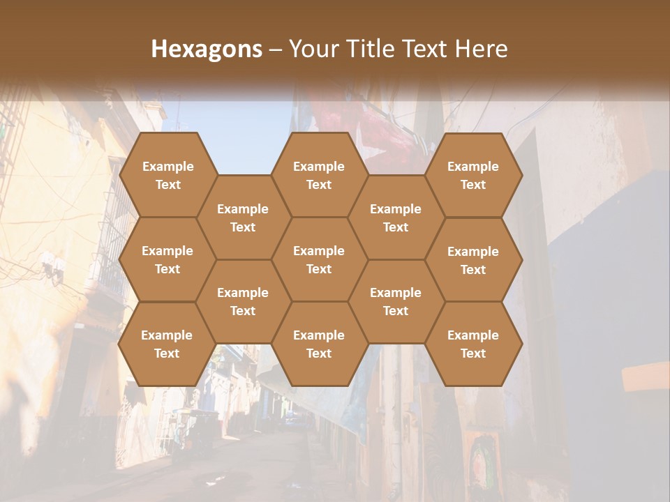 A Flag Hanging From A Building On A Street PowerPoint Template