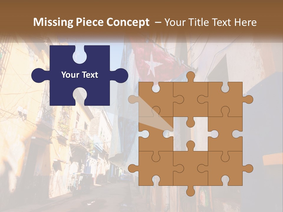 A Flag Hanging From A Building On A Street PowerPoint Template