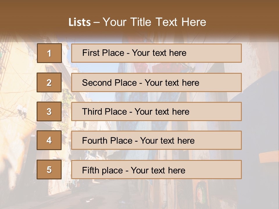 A Flag Hanging From A Building On A Street PowerPoint Template
