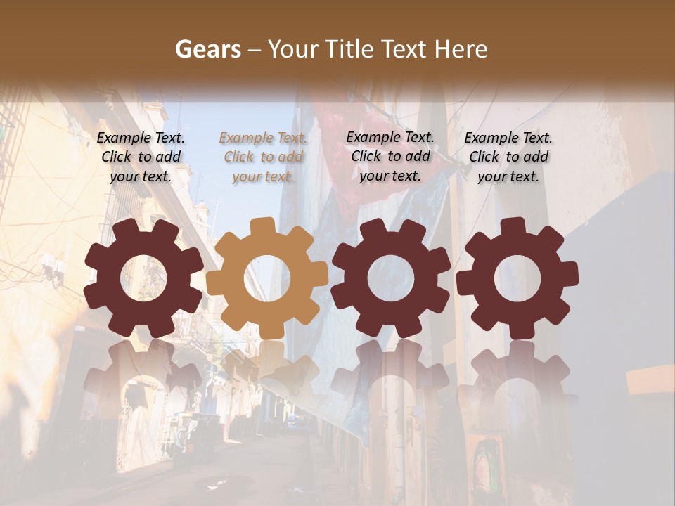 A Flag Hanging From A Building On A Street PowerPoint Template