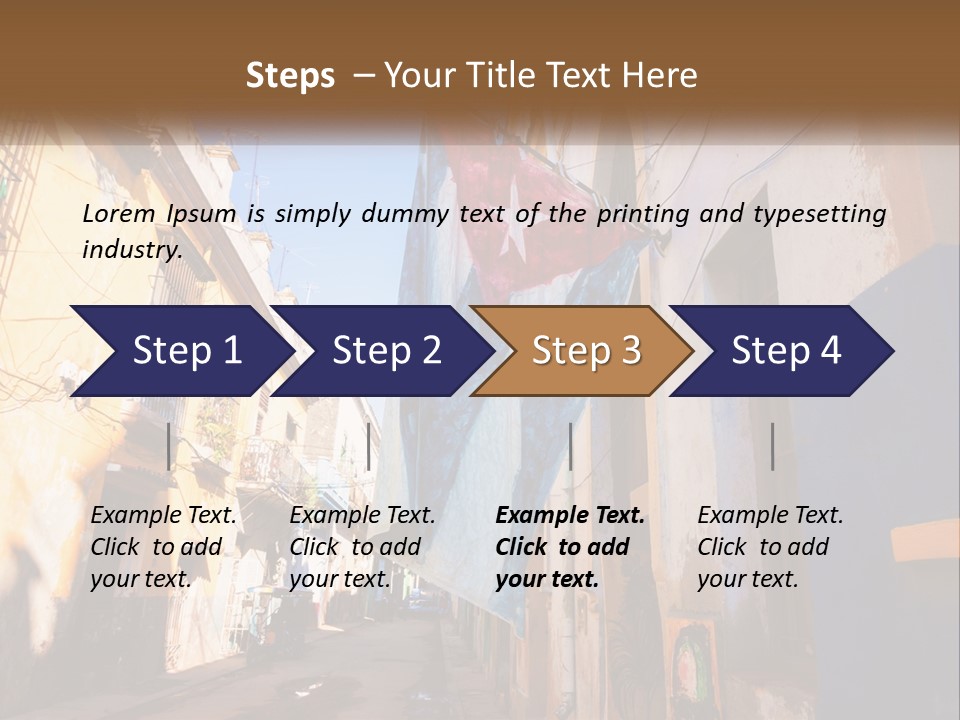 A Flag Hanging From A Building On A Street PowerPoint Template