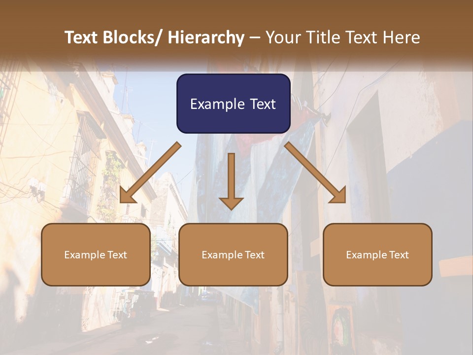 A Flag Hanging From A Building On A Street PowerPoint Template