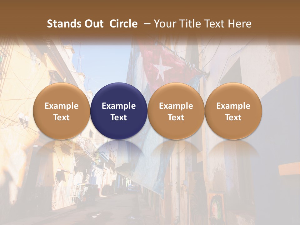 A Flag Hanging From A Building On A Street PowerPoint Template