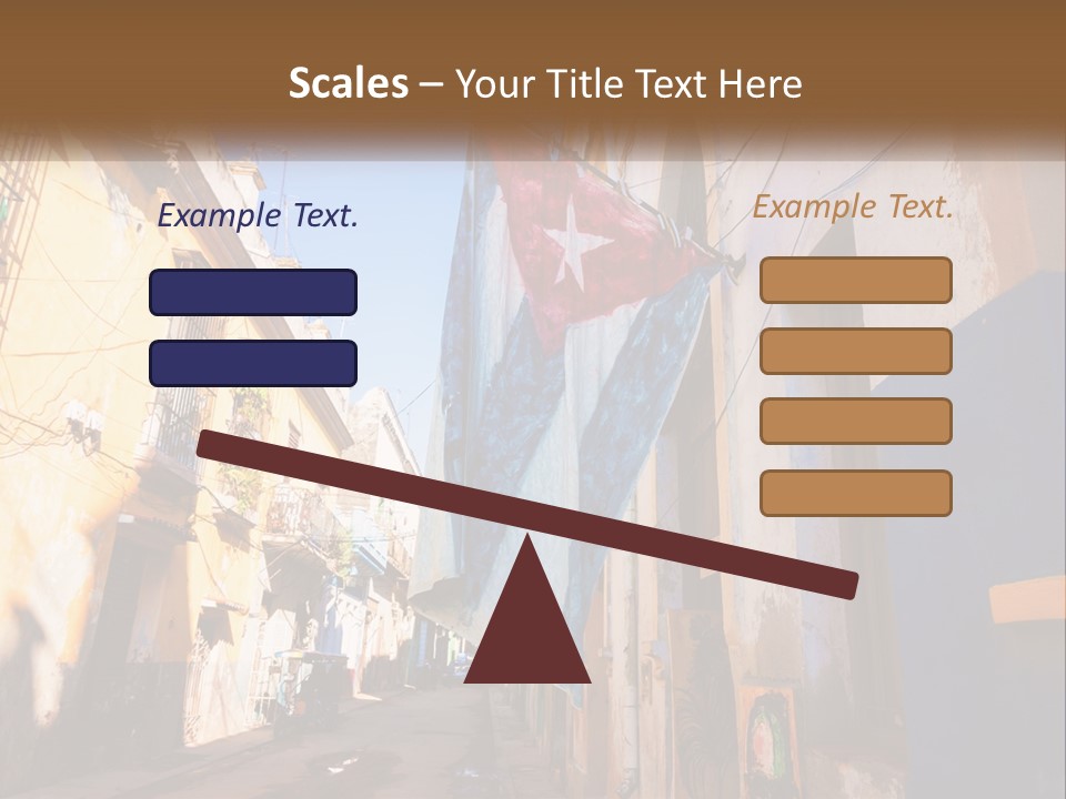 A Flag Hanging From A Building On A Street PowerPoint Template