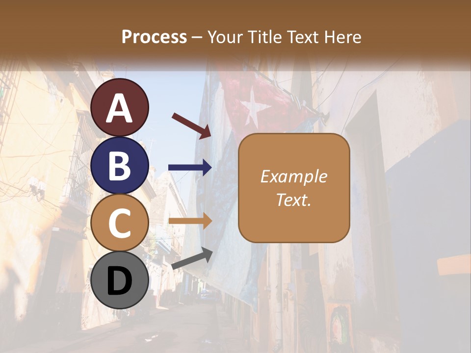 A Flag Hanging From A Building On A Street PowerPoint Template