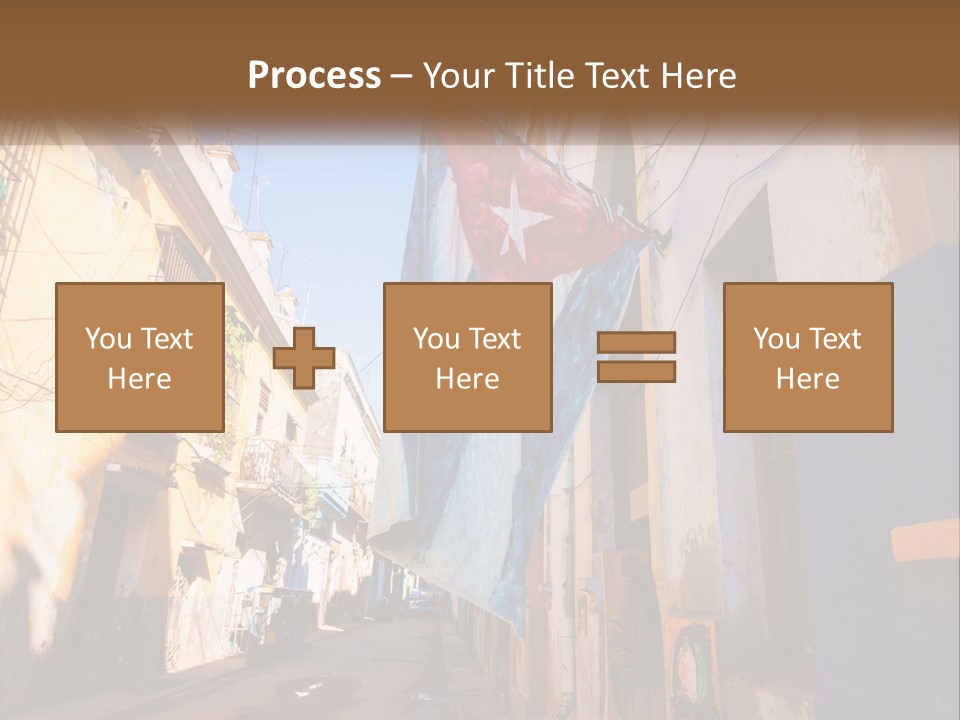 A Flag Hanging From A Building On A Street PowerPoint Template