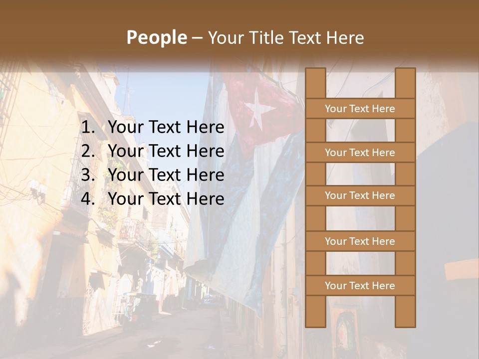 A Flag Hanging From A Building On A Street PowerPoint Template