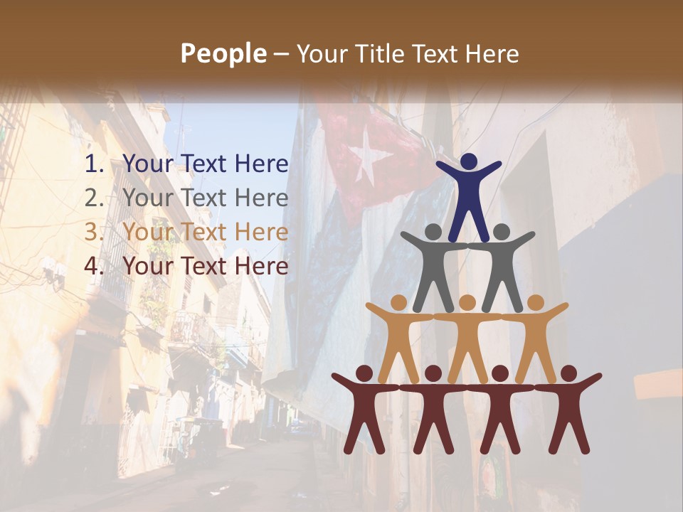 A Flag Hanging From A Building On A Street PowerPoint Template