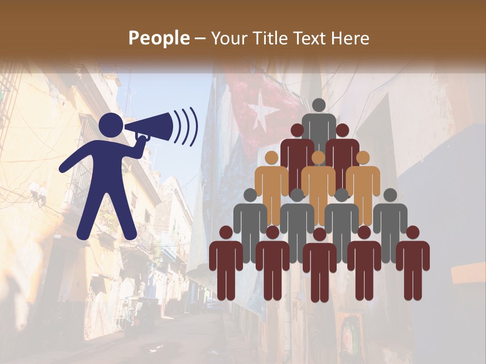 A Flag Hanging From A Building On A Street PowerPoint Template